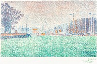 At Flushing (A Flessingue) (1895) print in high resolution by <a href="https://www.rawpixel.com/search/Paul%20Signac?sort=curated&amp;page=1&amp;topic_group=_my_topics">Paul Signac</a>. Original from The Art Institute of Chicago. Digitally enhanced by rawpixel.