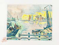 Boats at Flushing (Bateaux à Flessingue) (1895) print in high resolution by Paul Signac. Original from The Art Institute of Chicago. Digitally enhanced by rawpixel.