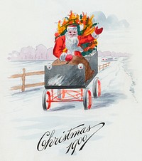 Illustration of Santa Cluase in a Carriage (1900) by Frank Buttolph. Original from the The New York Public Library. Digitally enhanced by rawpixel.