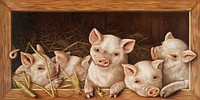 The Prize Piggies (Christmas and New Year card) (ca. 1865&ndash;1899) by <a href="https://www.rawpixel.com/search/L.%20Prang%20%26%20Co.?sort=curated&amp;page=1">L. Prang &amp; Co</a>. Original from the The New York Public Library. Digitally enhanced by rawpixel.