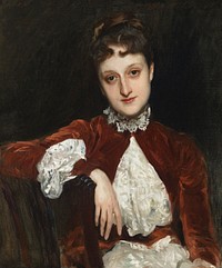 Mrs. Charles Deering (Marion Denison Whipple) (1888) by<a href="https://www.rawpixel.com/search/John%20Singer%20Sargent?sort=curated&amp;page=1&amp;topic_group=_my_topics"> John Singer Sargent</a>. Original from The Art Institute of Chicago. Digitally enhanced by rawpixel.
