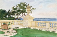 Terrace, Vizcaya (1917) by<a href="https://www.rawpixel.com/search/John%20Singer%20Sargent?sort=curated&amp;page=1&amp;topic_group=_my_topics"> John Singer Sargent</a>. Original from The MET Museum. Digitally enhanced by rawpixel.