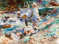 An Artist at His Easel (1914) by John Singer Sargent. Original from The Art Institute of Chicago. Digitally enhanced by rawpixel.