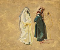 Study of Two Bedouins (ca. 1905&ndash;1906) by<a href="https://www.rawpixel.com/search/John%20Singer%20Sargent?sort=curated&amp;page=1&amp;topic_group=_my_topics"> John Singer Sargent</a>. Original from The Art Institute of Chicago. Digitally enhanced by rawpixel.