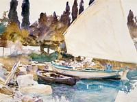 Boats (1913) by<a href="https://www.rawpixel.com/search/John%20Singer%20Sargent?sort=curated&amp;page=1&amp;topic_group=_my_topics"> John Singer Sargent</a>. Original from The MET Museum. Digitally enhanced by rawpixel.