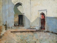 Courtyard, T&eacute;touan, Morocco (ca. 1879&ndash;1880) by<a href="https://www.rawpixel.com/search/John%20Singer%20Sargent?sort=curated&amp;page=1&amp;topic_group=_my_topics"> John Singer Sargent</a>. Original from The MET Museum. Digitally enhanced by rawpixel.