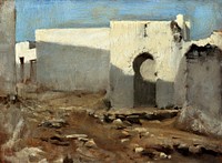 Moorish Buildings in Sunlight (ca. 1879&ndash;1880) by<a href="https://www.rawpixel.com/search/John%20Singer%20Sargent?sort=curated&amp;page=1&amp;topic_group=_my_topics"> John Singer Sargent</a>. Original from The MET Museum. Digitally enhanced by rawpixel.