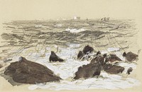 Waves Breaking on Rocks from scrapbook (ca. 1875) by<a href="https://www.rawpixel.com/search/John%20Singer%20Sargent?sort=curated&amp;page=1&amp;topic_group=_my_topics"> John Singer Sargent</a>. Original from The MET Museum. Digitally enhanced by rawpixel.