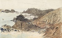 Rocky Coast from scrapbook (ca. 1875) by<a href="https://www.rawpixel.com/search/John%20Singer%20Sargent?sort=curated&amp;page=1&amp;topic_group=_my_topics"> John Singer Sargent</a>. Original from The MET Museum. Digitally enhanced by rawpixel.