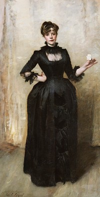 Lady with the Rose (Charlotte Louise Burckhardt) (1882) by<a href="https://www.rawpixel.com/search/John%20Singer%20Sargent?sort=curated&amp;page=1&amp;topic_group=_my_topics"> John Singer Sargent</a>. Original from The MET Museum. Digitally enhanced by rawpixel.
