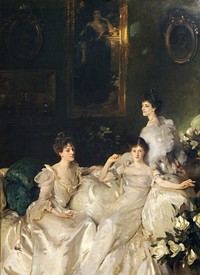 The Wyndham Sisters: Lady Elcho, Mrs. Adeane, and Mrs. Tennant (1899) by<a href="https://www.rawpixel.com/search/John%20Singer%20Sargent?sort=curated&amp;page=1&amp;topic_group=_my_topics"> John Singer Sargent</a>. Original from The MET Museum. Digitally enhanced by rawpixel.