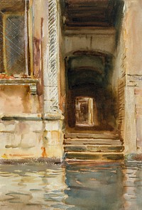 Venetian Passageway (ca. 1905) by<a href="https://www.rawpixel.com/search/John%20Singer%20Sargent?sort=curated&amp;page=1&amp;topic_group=_my_topics"> John Singer Sargent</a>. Original from The MET Museum. Digitally enhanced by rawpixel.