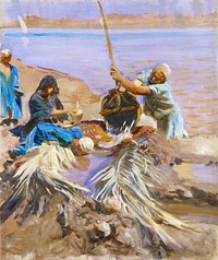 Egyptians Raising Water from the Nile (ca. 1890–1891) by John Singer Sargent. Original from The MET Museum. Digitally enhanced by rawpixel.