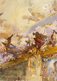 Tiepolo Ceiling, Milan (ca. 1898–1900) by John Singer Sargent. Original from The MET Museum. Digitally enhanced by rawpixel.