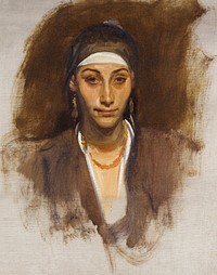 Egyptian Woman with Earrings (ca. 1890&ndash;1891) by<a href="https://www.rawpixel.com/search/John%20Singer%20Sargent?sort=curated&amp;page=1&amp;topic_group=_my_topics"> John Singer Sargent</a>. Original from The MET Museum. Digitally enhanced by rawpixel.