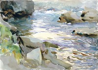 Stream and Rocks (ca. 1901–1908) by John Singer Sargent. Original from The MET Museum. Digitally enhanced by rawpixel.