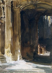 Cathedral Interior (ca. 1904) by<a href="https://www.rawpixel.com/search/John%20Singer%20Sargent?sort=curated&amp;page=1&amp;topic_group=_my_topics"> John Singer Sargent</a>. Original from The MET Museum. Digitally enhanced by rawpixel.
