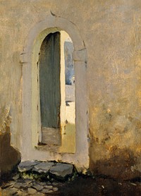 Open Doorway, Morocco (ca. 1879&ndash;1880) by<a href="https://www.rawpixel.com/search/John%20Singer%20Sargent?sort=curated&amp;page=1&amp;topic_group=_my_topics"> John Singer Sargent</a>. Original from The MET Museum. Digitally enhanced by rawpixel.