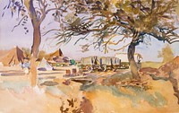 Military Camp (1918) by<a href="https://www.rawpixel.com/search/John%20Singer%20Sargent?sort=curated&amp;page=1&amp;topic_group=_my_topics"> John Singer Sargent</a>. Original from The MET Museum. Digitally enhanced by rawpixel.