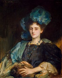 Portrait of Miss Katherine Elizabeth Lewis (1961) by <a href="https://www.rawpixel.com/search/John%20Singer%20Sargent?sort=curated&amp;page=1&amp;topic_group=_my_topics">John Singer Sargent</a>. Original from The Birmingham Museum. Digitally enhanced by rawpixel.