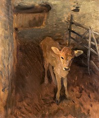 A Jersey Calf (1893) by<a href="https://www.rawpixel.com/search/John%20Singer%20Sargent?sort=curated&amp;page=1&amp;topic_group=_my_topics"> John Singer Sargent</a>. Original from Yale University Art Gallery. Digitally enhanced by rawpixel.