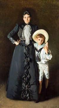Portrait of Mrs. Edward L. Davis and Her Son, Livingston Davis (1890) by <a href="https://www.rawpixel.com/search/John%20Singer%20Sargent?sort=curated&amp;page=1&amp;topic_group=_my_topics">John Singer Sargent</a>. Original from The Los Angeles County Museum of Art. Digitally enhanced by rawpixel.