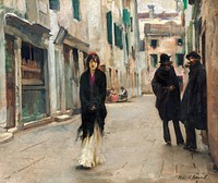 Street in Venice (1882) by<a href="https://www.rawpixel.com/search/John%20Singer%20Sargent?sort=curated&amp;page=1&amp;topic_group=_my_topics"> John Singer Sargent</a>. Original from The National Gallery of Art. Digitally enhanced by rawpixel.