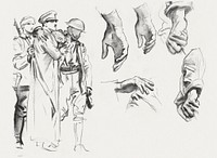 Studies for &quot;Gassed&quot; (ca. 1918&ndash;1919) by<a href="https://www.rawpixel.com/search/John%20Singer%20Sargent?sort=curated&amp;page=1&amp;topic_group=_my_topics"> John Singer Sargent</a>. Original from The National Gallery of Art. Digitally enhanced by rawpixel.