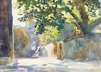 Sunlit Wall Under a Tree (ca. 1913) by <a href="https://www.rawpixel.com/search/John%20Singer%20Sargent?sort=curated&amp;page=1&amp;topic_group=_my_topics">John Singer Sargent</a>. Original from The National Gallery of Art. Digitally enhanced by rawpixel.