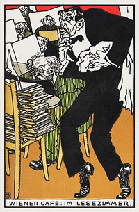 Vienesse Caf&eacute;: In the Reading Room (Wiener Caf&eacute;: Im Lesezimmer) (1911) print in high resolution by Moriz Jung. Original from the MET Museum. Digitally enhanced by rawpixel.