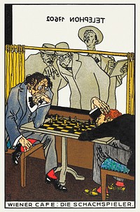 Viennese Caf&eacute;: The Chess Players (Wiener Caf&eacute;: Die Schachspieler) (1911) print in high resolution by Moriz Jung. Original from the MET Museum. Digitally enhanced by rawpixel.