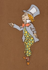 Mad Hatter (1915) Costume Design for Alice in Wonderland in high resolution by <a href="https://www.rawpixel.com/search/William%20Penhallow%20Henderson?sort=curated&amp;page=1&amp;topic_group=_my_topics">William Penhallow Henderson</a>. Original from The Smithsonian. Digitally enhanced by rawpixel.
