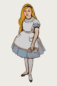 Alice from Lewis Carroll’s Alice’s Adventures in Wonderland character illustration vector, remixed from illustrations by William Penhallow Henderson