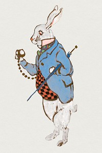 White Rabbit illustration from Alice&rsquo;s Adventures in Wonderland by Lewis Carroll, remixed from drawings by William Penhallow Henderson