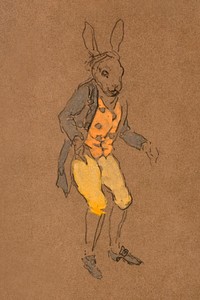 March Hare (1915) Costume Design for Alice in Wonderland in high resolution by <a href="https://www.rawpixel.com/search/William%20Penhallow%20Henderson?sort=curated&amp;page=1&amp;topic_group=_my_topics">William Penhallow Henderson</a>. Original from The Smithsonian. Digitally enhanced by rawpixel.
