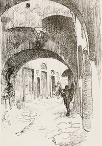 Arches, Via Strozzi by <a href="https://www.rawpixel.com/search/William%20Penhallow%20Henderson?sort=curated&amp;page=1&amp;topic_group=_my_topics">William Penhallow Henderson</a> (1877&ndash;1943). Original from The Smithsonian. Digitally enhanced by rawpixel.
