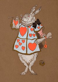 White Rabbit with Herald's Costume Design (1915) for Alice in Wonderland in high resolution by William Penhallow Henderson. Original from The Smithsonian. Digitally enhanced by rawpixel.