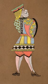 Knave of Hearts (1915) Costume Design for Alice in Wonderland in high resolution by <a href="https://www.rawpixel.com/search/William%20Penhallow%20Henderson?sort=curated&amp;page=1&amp;topic_group=_my_topics">William Penhallow Henderson</a>. Original from The Smithsonian. Digitally enhanced by rawpixel.