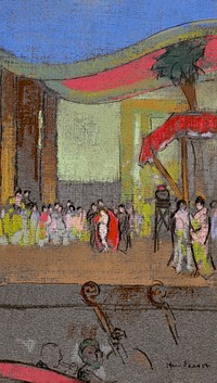 Scene Design for Opera by <a href="https://www.rawpixel.com/search/William%20Penhallow%20Henderson?sort=curated&amp;page=1&amp;topic_group=_my_topics">William Penhallow Henderson</a> (1877&ndash;1943). Original from The Smithsonian. Digitally enhanced by rawpixel.