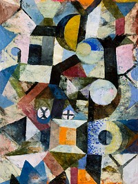 Composition with the Yellow Half-Moon and the Y (1918) by <a href="https://www.rawpixel.com/search/paul%20klee?sort=curated&amp;page=1&amp;topic_group=_my_topics">Paul Klee</a>. Original from The MET Museum. Digitally enhanced by rawpixel.