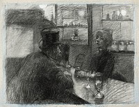 Bar of the Caf&eacute; of the rue de Rome (ca. 1886) drawing in high resolution by <a href="https://www.rawpixel.com/search/Henri%20de%20Toulouse-Lautrec?sort=curated&amp;page=1&amp;topic_group=_my_topics">Henri de Toulouse&ndash;Lautrec</a>. Original from The Art Institute of Chicago. Digitally enhanced by rawpixel.