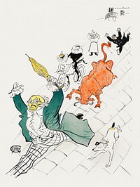 La vache enrag&eacute;e (1896) print by <a href="https://www.rawpixel.com/search/Henri%20de%20Toulouse-Lautrec?sort=curated&amp;page=1&amp;topic_group=_my_topics">Henri de Toulouse&ndash;Lautrec</a>. Original from The Art Institute of Chicago. Digitally enhanced by rawpixel.