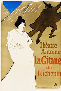 La Gitane (1899) print by <a href="https://www.rawpixel.com/search/Henri%20de%20Toulouse-Lautrec?sort=curated&amp;page=1&amp;topic_group=_my_topics">Henri de Toulouse&ndash;Lautrec</a>. Original from The Art Institute of Chicago. Digitally enhanced by rawpixel.
