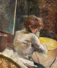 Waiting (ca.1887) painting in high resolution by Henri de Toulouse–Lautrec. Original from The Sterling and Francine Clark Art Institute. Digitally enhanced by rawpixel.