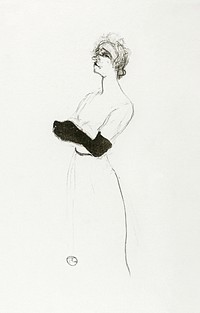 Yvette Guilbert (1894) print by <a href="https://www.rawpixel.com/search/Henri%20de%20Toulouse-Lautrec?sort=curated&amp;page=1&amp;topic_group=_my_topics">Henri de Toulouse&ndash;Lautrec</a>. Original from The Art Institute of Chicago. Digitally enhanced by rawpixel.