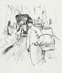 The Laundress (1888) drawing in high resolution by <a href="https://www.rawpixel.com/search/Henri%20de%20Toulouse-Lautrec?sort=curated&amp;page=1&amp;topic_group=_my_topics">Henri de Toulouse&ndash;Lautrec</a>. Original from The Cleveland Museum of Art. Digitally enhanced by rawpixel.