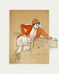 La Macarona in the Costume of a Jockey (1893) painting in high resolution by <a href="https://www.rawpixel.com/search/Henri%20de%20Toulouse-Lautrec?sort=curated&amp;page=1&amp;topic_group=_my_topics">Henri de Toulouse&ndash;Lautrec</a>. Original from The Art Institute of Chicago. Digitally enhanced by rawpixel.