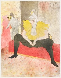 The Seated Clowness (Miss Cha-U-Kao) (1896) print in high resolution by <a href="https://www.rawpixel.com/search/Henri%20de%20Toulouse-Lautrec?sort=curated&amp;page=1&amp;topic_group=_my_topics">Henri de Toulouse&ndash;Lautrec</a>. Original from The Sterling and Francine Clark Art Institute. Digitally enhanced by rawpixel.