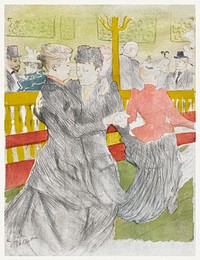 Dance at the Moulin Rouge (1897) print in high resolution by <a href="https://www.rawpixel.com/search/Henri%20de%20Toulouse-Lautrec?sort=curated&amp;page=1&amp;topic_group=_my_topics">Henri de Toulouse&ndash;Lautrec</a>. Original from The Sterling and Francine Clark Art Institute. Digitally enhanced by rawpixel.