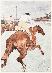 The Jockey (1899) print in high resolution by <a href="https://www.rawpixel.com/search/Henri%20de%20Toulouse-Lautrec?sort=curated&amp;page=1&amp;topic_group=_my_topics">Henri de Toulouse&ndash;Lautrec</a>. Original from The Sterling and Francine Clark Art Institute. Digitally enhanced by rawpixel.